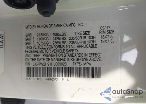 2017 Honda Cr-V Touring from USA, damaged, VIN 5J6RW2H91HL069028